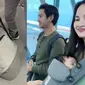 Sabrina Anggraini dan Belva Devara beri tips bawa bayi traveling dengan pesawat pertama kali. (Dok: TikTok&nbsp;@sabrinaanggraini26)