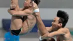 Aksi peloncat indah dari berbagai negara dalam rangka tes event cabang akuatik Asian Games 2018 di kolam renang Senayan, Jakarta yang akang berlangsung dari tanggal 5-15 Desember 2017.  (Bola.com/Peksi Cahyo)