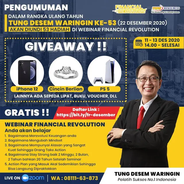 Webinar menjelang hari ulang tahun Tung Desem Waringin (ist)