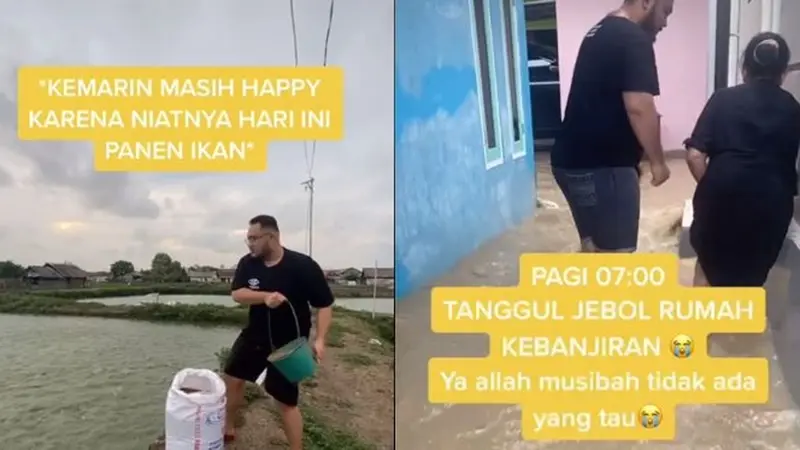 Apes, Pria Ini Gagal Panen Ikan Akibat Tanggul Jebol Kena Banjir