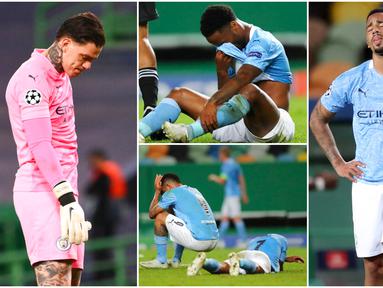 Manchester City baru saja menelan pil pahit usai disingkirkan Lyon pada perempat final Liga Champions. Berikut ragam ekspresi anak asuh Pep Guardiola usai wasit meniupkan peluit panjang tanda waktu pertandingan berakhir.