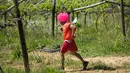 Seorang peserta mengenakan kostum peri berkompetisi dalam lomba lari Strongman Run di kota Paarl, Afrika Selatan, 13 Oktober 2018. Strongman Run pertama kali digelar di Munster, Jerman pada 2007 silam dan hanya diikuti prajurit militer. (RODGER BOSCH/AFP)