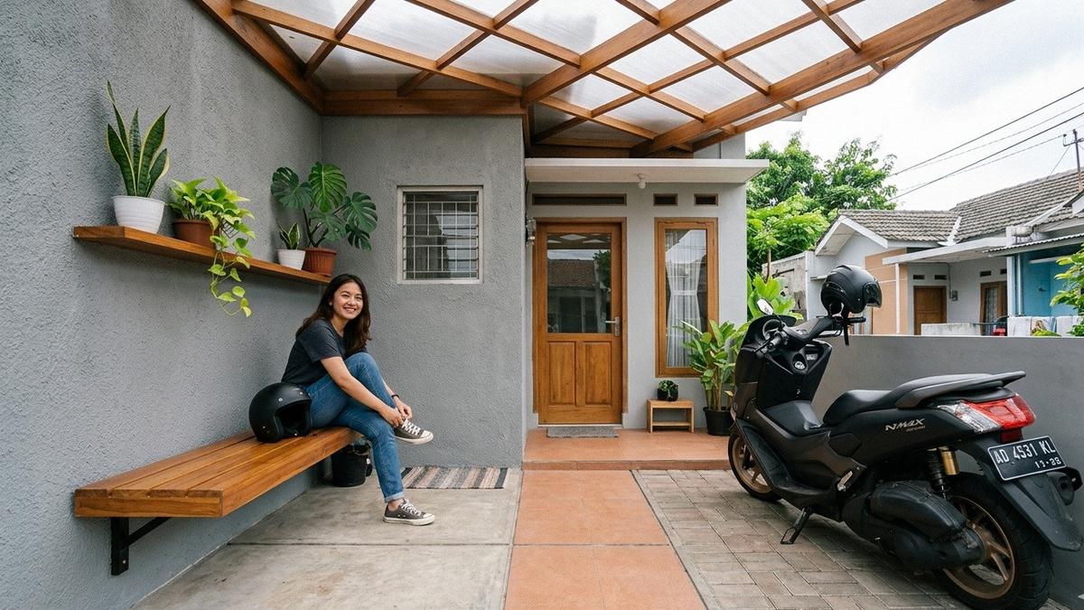 9 Inspirasi Teras Rumah Jadi Garasi Motor Estetik Tanpa Tambah Lahan, Desain Multifungsi Modern