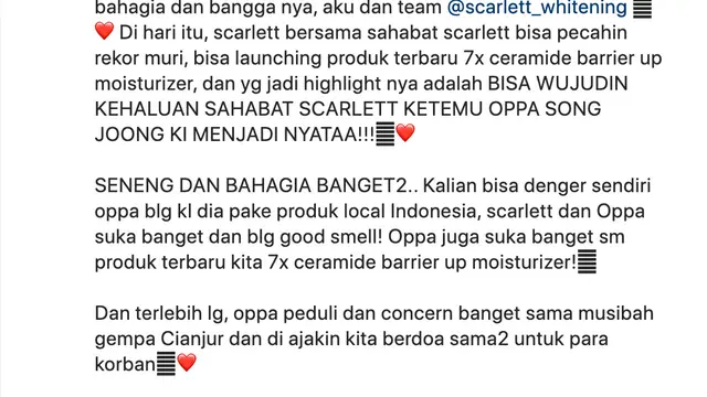 Unggahan Felicya Angelita. (Foto: Dok. Instagram @felicyangelista_)
