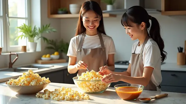 cara membuat popcorn caramel