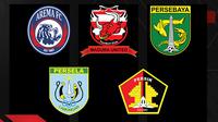 Tim Jawa Timur di Piala Menpora 2021: Persebaya Surabaya, Arema FC, Persik Kediri, Madura United, Persela Lamongan. (Bola.com/Dody Iryawan)