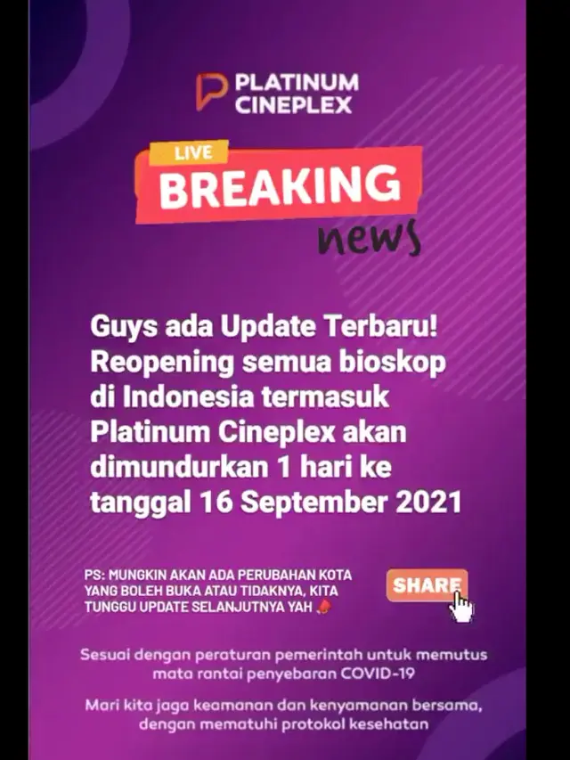 Pengumuman dari Platinum Cineplex.