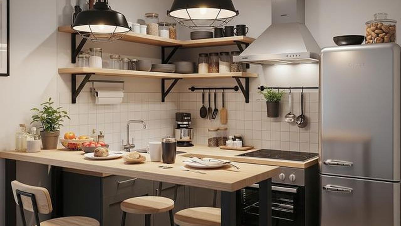 7 Dapur Kecil dengan Rak Terbuka dan Warna Netral, Elegan dan Minimalis