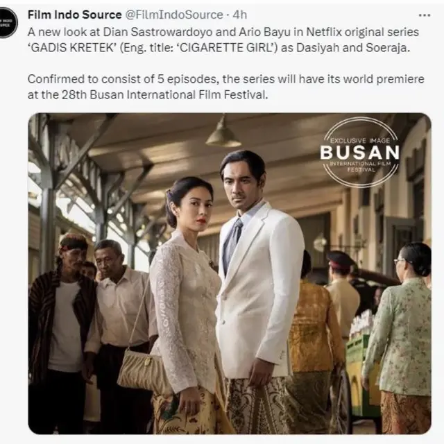Serial Gadis Kretek yang Dibintangi Dian Sastrowardoyo Bakal Tayang Perdana di Busan Internatioal Film Festival 2023