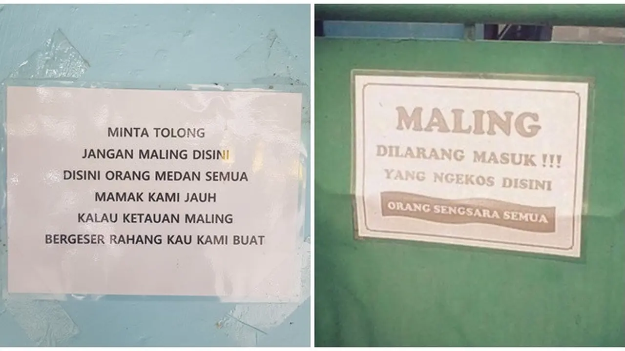 6 Peringatan Dilarang Maling di Dinding Kos Ini Bikin Geleng Kepala