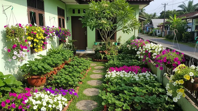 Jenis Tanaman Buah dan Hias yang Cocok Digabung di Kebun Pekarangan Kombinasi Stroberi dan Petunia