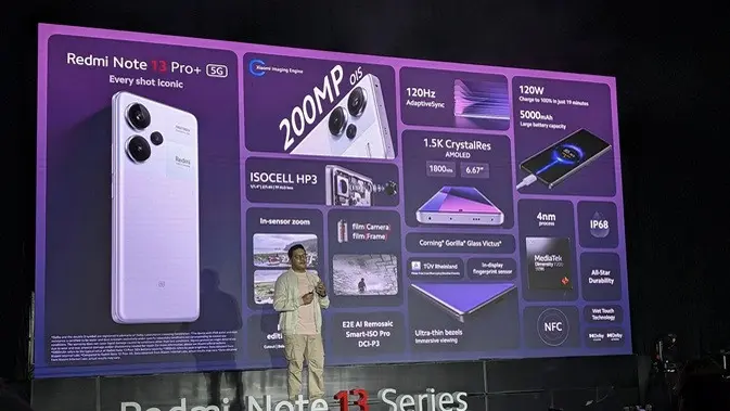 Peluncuran Redmi Note 13 Pro Plus 5G yang resmi diperkenalkan di Indonesia. (Liputan6.com/Yuslianson)