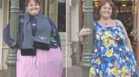 Foto di sebelah kiri saat Nancy berat badannya capai 200 kg. Setelah lakoni bikram yoga dan menghargai dirinya sendiri berat badannya turun hingga 80 kg. (Foto: Prevention)