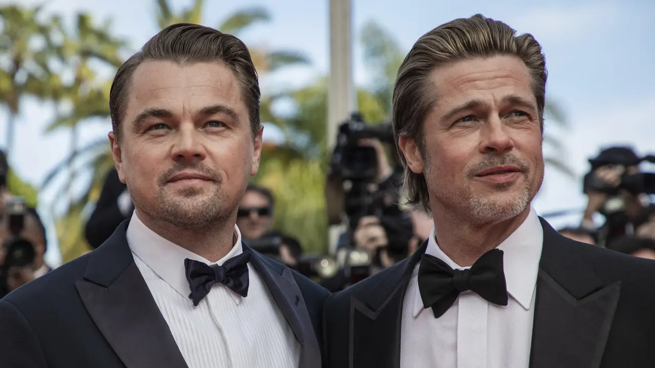 Brad Pitt dan Leonardo DiCaprio dalam pemutaran perdana Once Upon a Time in Hollywood di Festival Film Cannes, 21 Mei 2019. (Photo by Vianney Le Caer/Invision/AP)