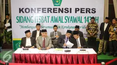 Kementerian Agama menetapkan 1 Syawal 1436 Hijriah jatuh pada Jumat, 17 Juli 2015, Jakarta, Kamis (16/7/2015). Ketetapan itu diputuskan setelah melaksanakan sidang isbat oleh Tim Badan Hisab Rukyat Kemenag. (Liputan6.com/Faizal Fanani)