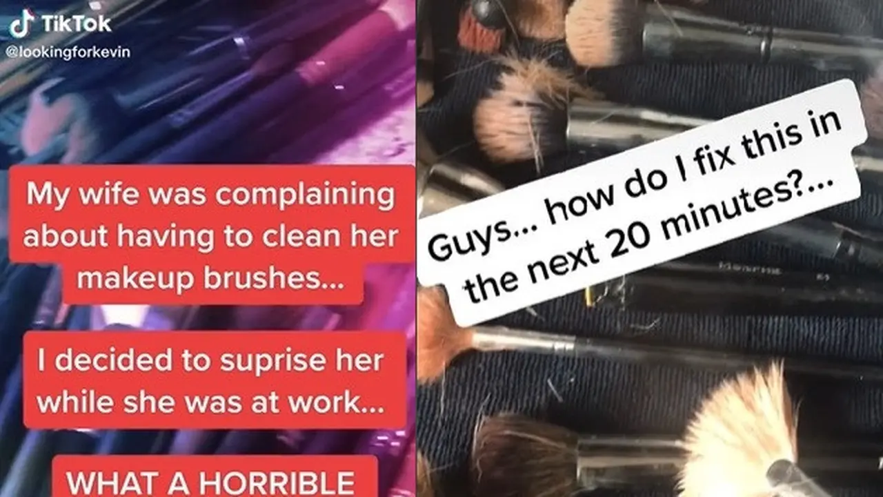 suami salah cuci kuas makeup
