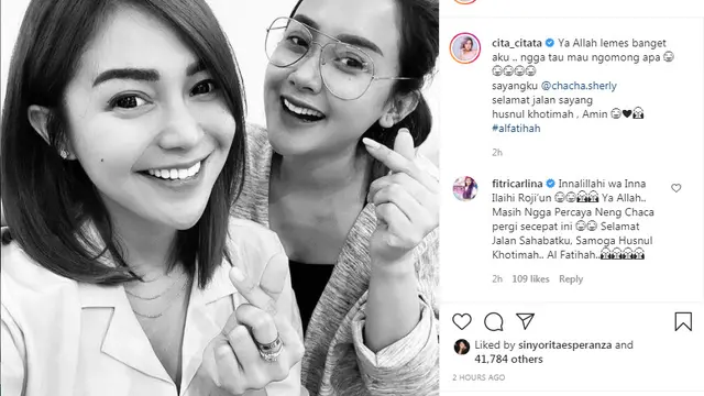 Cita Citata ikut berduka  Chacha Sherly meninggal dunia