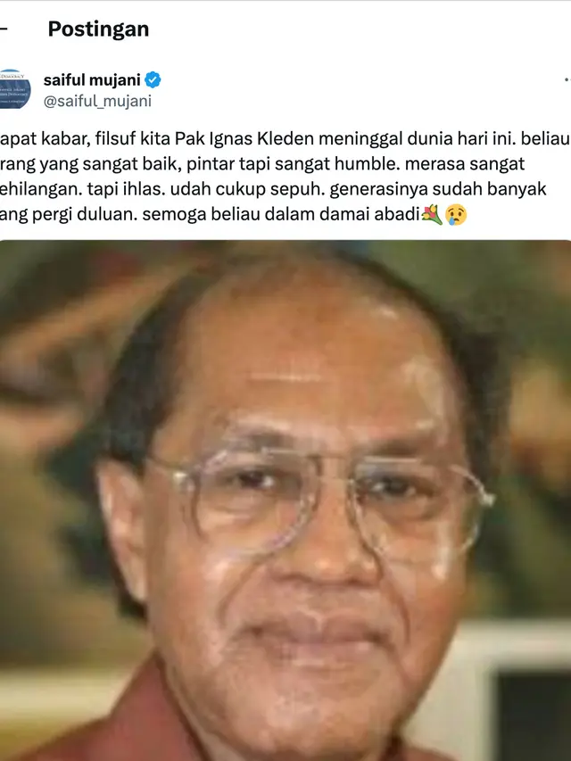 Unggahan Profesor Saiful Mujani. (Foto: Dok. Twitter @saiful_mujani)