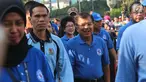 Wakil Presiden Jusuf Kalla (JK) saat menghadiri menghadiri acara kampanye tahun keselamatan untuk kejiwaaan 2017-2018 di Bundaran Hotel Indonesia (HI), Jakarta, Minggu (30/7). (Liputan6.com/Helmi Afandi)
