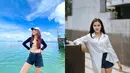 Untuk tampilan kasual, Happy Asmara memadukan celana pendeknya dengan tank top dan cropped cardigan, sementara Bella Bonita memadukan celana pendek dengan oversize shirt. [Foto: IG/happy_asmara77/bellabonita-r.a]
