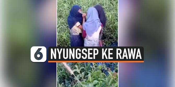 VIDEO: Bonceng Tiga, Gadis Remaja Jadi Bahan Tertawaan Usai Nyungsep ke Rawa