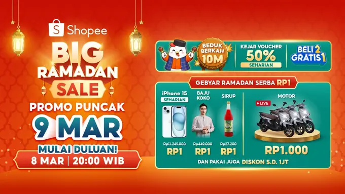 Persiapan Lebaran jadi Lebih Praktis, Shopee Hadirkan Ragam Promo Spesial di Puncak Big Ramadan Sale 9 Maret 2026
