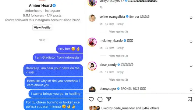 Vicky Prasetyo kirim pesan untuk Amber Heard