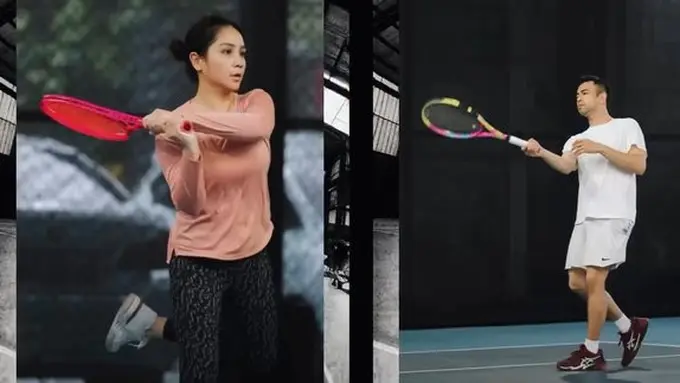 Potret Raffi Ahmad dan Nagita Slavina Latihan Tennis Bareng. (instagram/raffinagita1717)