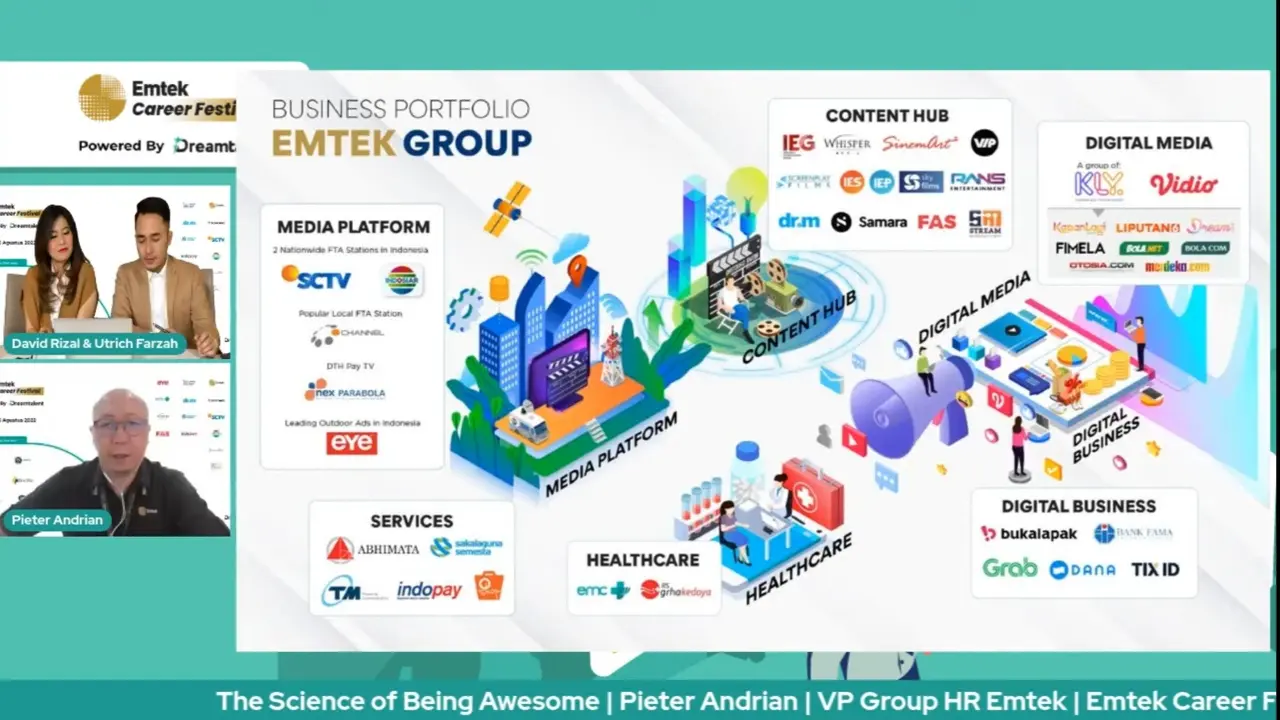 VR Group HR Emtek Pieter Andrian dalam Emtek Career Festival, Kamis (4/8/2022).