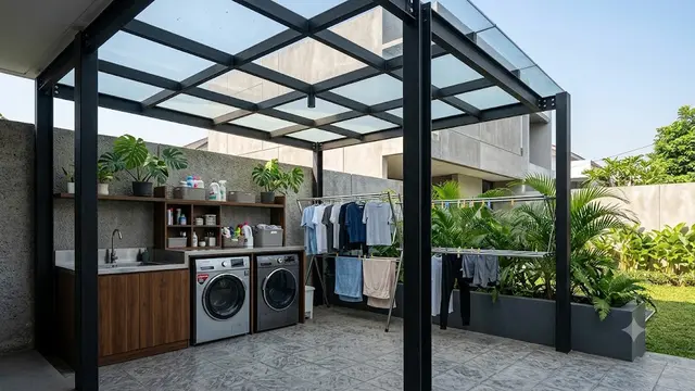 Inspirasi Pergola untuk Area Cuci dan Jemur