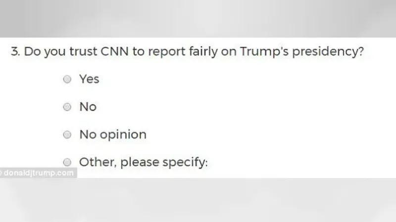 Salah satu pertanyaan yang terdapat dalam survei yang dilakukan pihak Donald Trump
