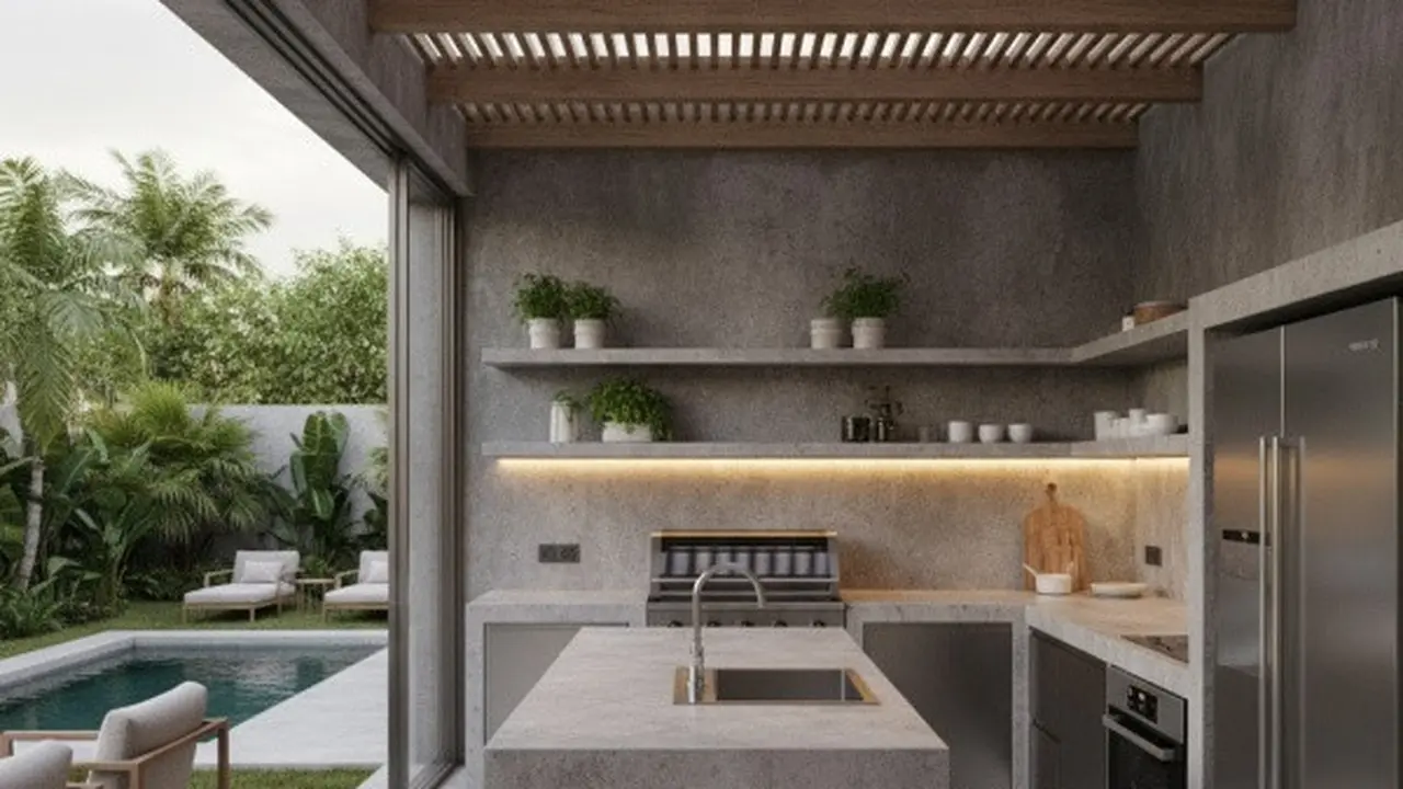 Dapur Outdoor Sederhana tapi Berkelas (Sumber: Gemini AI)
