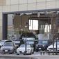 Kaca jendela rusak di sebuah dealer mobil di Koriyama, Prefektur Fukushima, Kamis (17/3/2022). Gempa berkekuatan magnitudo 7,3 terjadi berpusat di lepas pantai prefektur Fukushima, Jepang pada Rabu malam, menghancurkan perabotan, mematikan listrik dan menewaskan beberapa orang.  (Kyodo News via AP)