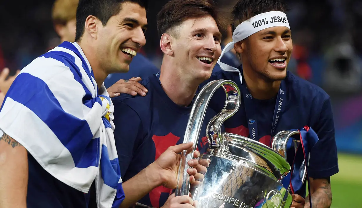 Trio lini serang milik Barcelona saat itu terkenal begitu mengerikan dan berbahaya di depan gawang lawan. (AFP/Patrik Stollarz)