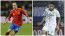 Gelandang Barcelona asal Spanyol, Andres Iniesta, memiliki kemiripan dengan bintang masa depan Indonesia yang kini sedang berlatih bersama Espanyol, Evan Dimas. (AFP-Bola.com)