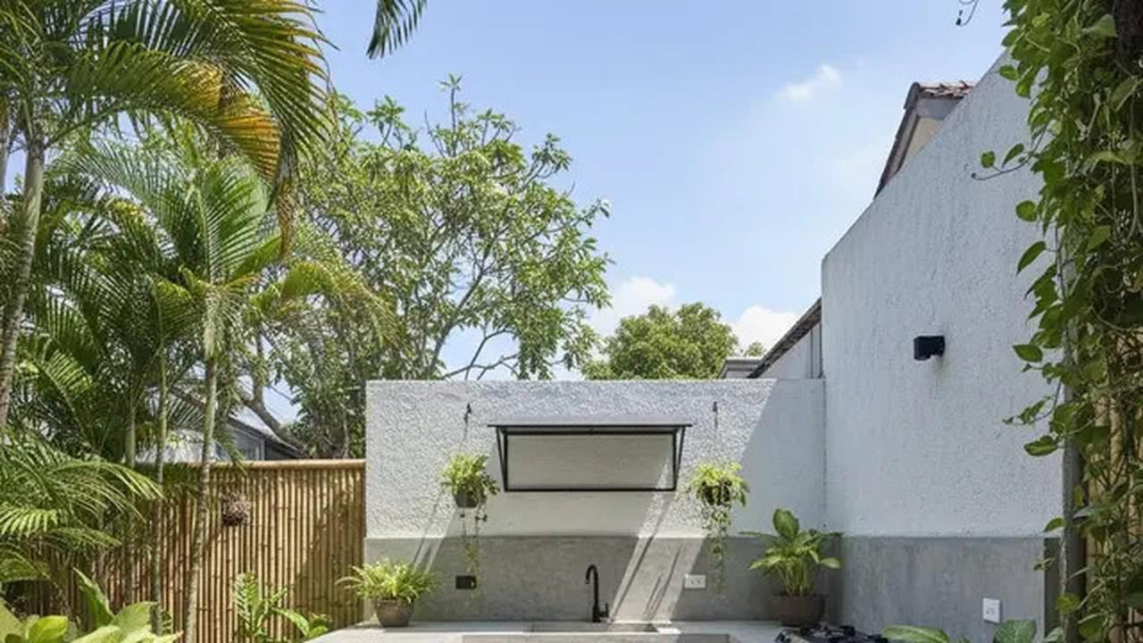 12 Rekomendasi Dapur Outdoor Minimalis dengan Meja Cor yang Populer di 2025