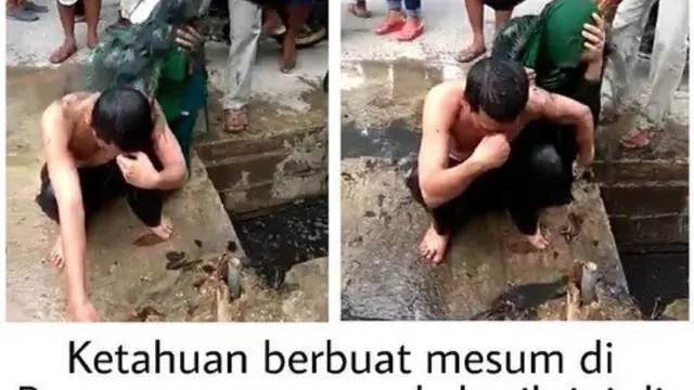 Pasangan disiram air selokan (Sumber: Instagram.com/makassar_iinfo)