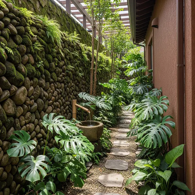 Kebun Monstera untuk Lorong Samping Rumah (AI Generated)