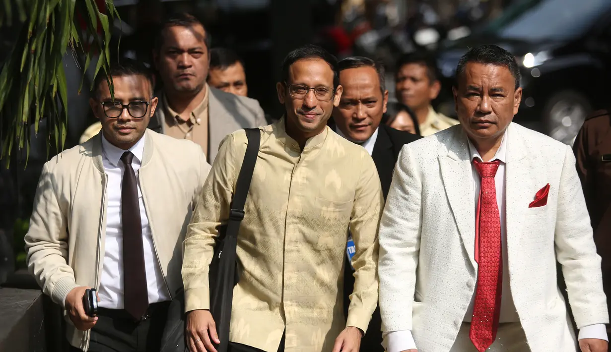 Nadiem Anwar Makarim hadir memenuhi panggilan tim penyidik Pemberantasan Korupsi (KPK), Jakarta, Kamis (7/8/2025). (merdeka.com/Arie Basuki)