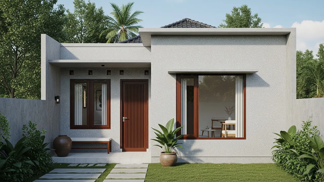 Contoh Rumah Kampung dengan Semen Ekspos