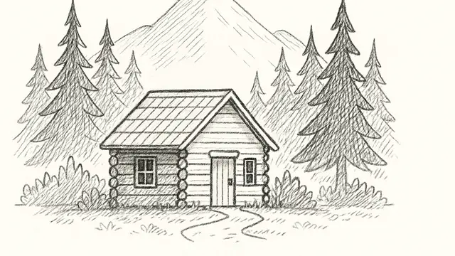 Sketsa Gambar Rumah dan Pemandangan
