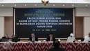 Sejumlah panelis saat melakukan tes wawancara kepada calon hakim agung dan Hakim Ad Hoc Tipikor‎ di Auditorium Komisi Yudisial, Jakarta, Senin (20/6). (Liputan6.com/Faizal Fanani)