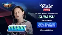 Live streaming Main Bareng Mobile Legends bersama Grace eks JKT48, Selasa (16/3/2021) pukul 19.00 WIB dapat disaksikan melalui platform Vidio, laman Bola.com, dan Bola.net. (Dok. Vidio)