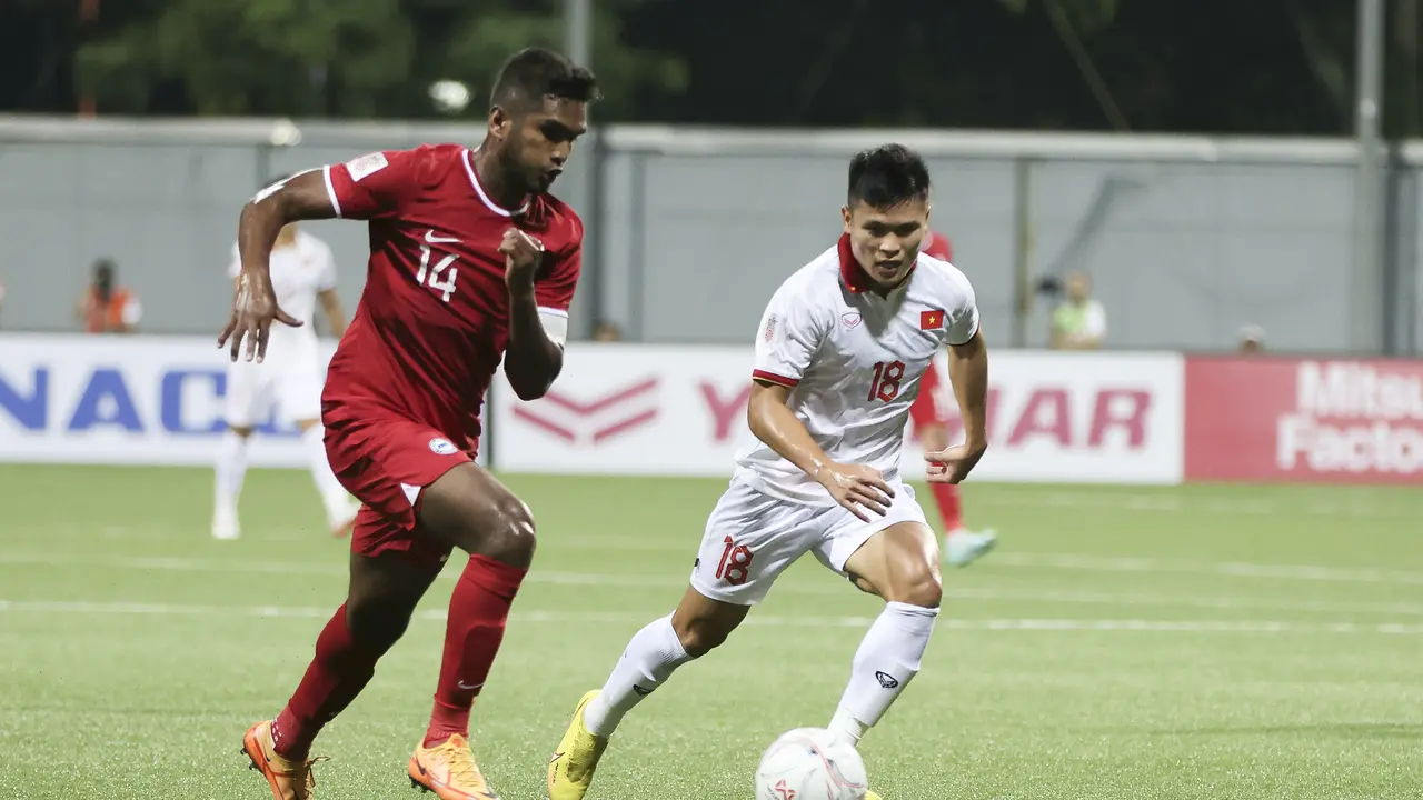 Timnas Singapura versus Timnas Vietnam di Piala AFF 2022.