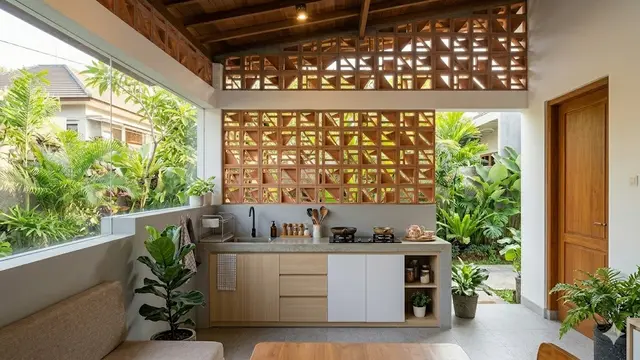 Desain Dapur Belakang dengan Roster