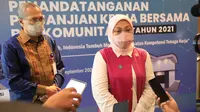 Menteri Ketenagakerjaan, Ida Fauziyah, dalam acara Penandatanganan Perjanjian Kerja Bersama (PKB) BLK Komunitas Tahap II Tahun 2021 di Jakarta, Kamis (30/9/2021). (Istimewa)