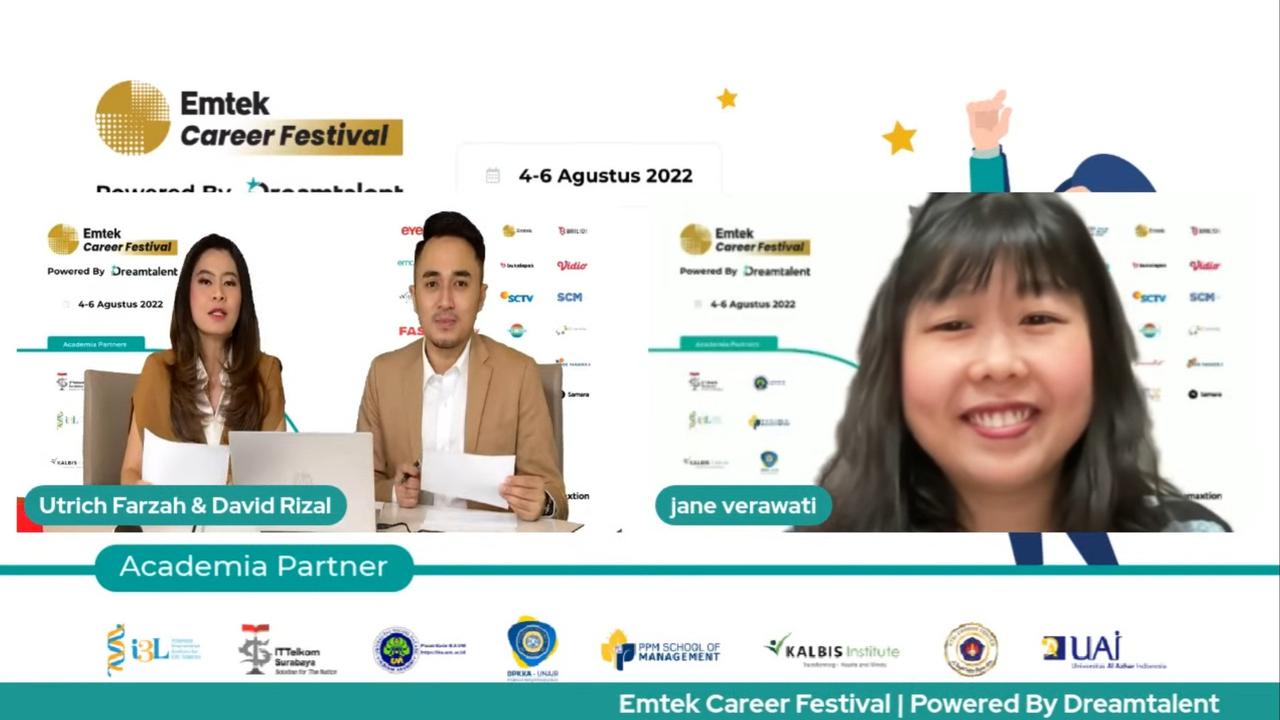 Art Director Vidio Jane Verawati dalam rangkaian acara Emtek Career Festival, Kamis (4/8/2022).