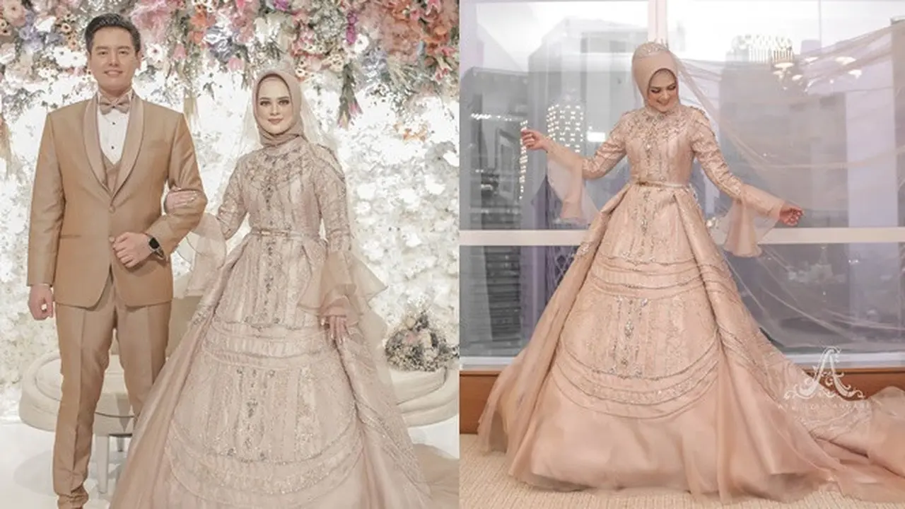 5 Potret Detail Gaun Pengantin Cut Meyriska, Bertabur 300 Kristal Swarovski