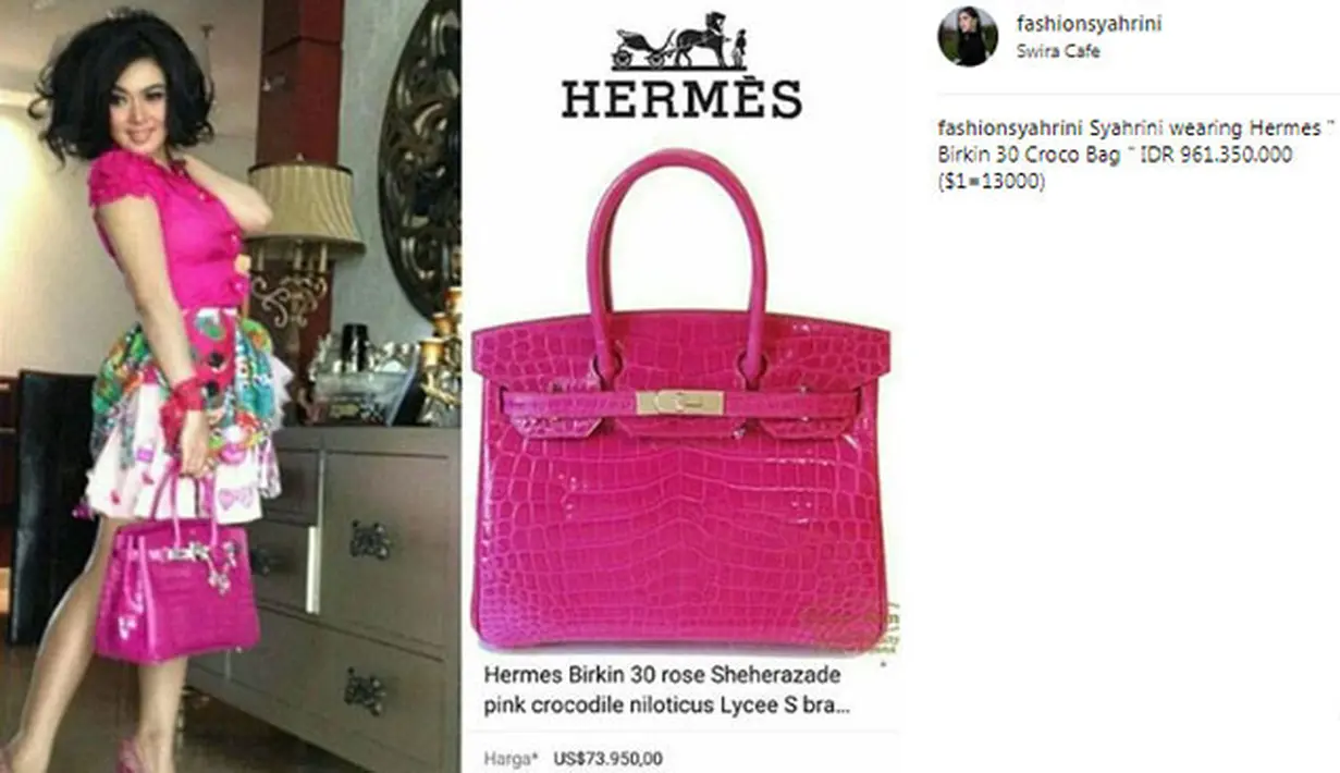 Syahrini tampil cantik ketika ia mengenakan busana warna cerah. Ia juga mengenakan tas merek Hermes dengan warna yang cerah. Tas ini sendiri berharga Rp 961.350.000. (Foto: instagram.com/fashionsyahrini)