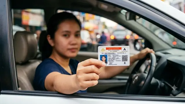 Pengemudi Menunjukkan Surat Izin Mengemudi (AI Generated)